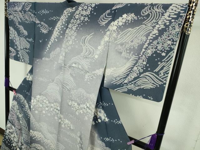 平和屋着物●極上　訪問着　立波笹花文　暈し染め　ロング丈　逸品　新品　DZAB4948kh6