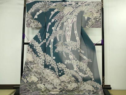 平和屋着物●極上　訪問着　辻が花　雪輪　地紙　暈し染め　ロング丈　逸品　新品　DZAB4949kh6
