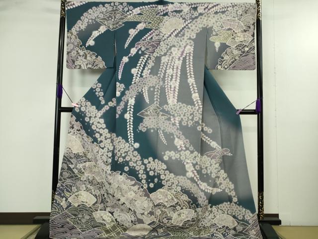 平和屋着物●極上　訪問着　辻が花　雪輪　地紙　暈し染め　ロング丈　逸品　新品　DZAB4949kh6