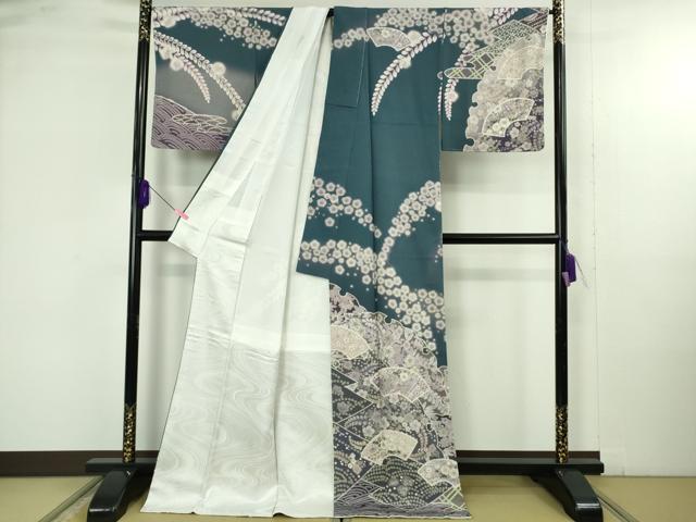 平和屋着物●極上　訪問着　辻が花　雪輪　地紙　暈し染め　ロング丈　逸品　新品　DZAB4949kh6