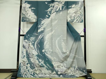 平和屋着物●極上　訪問着　辻が花　地紙　暈し染め　ロング丈　逸品　新品　DZAB4950kh6