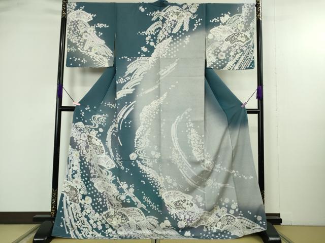 平和屋着物●極上　訪問着　辻が花　地紙　暈し染め　ロング丈　逸品　新品　DZAB4950kh6