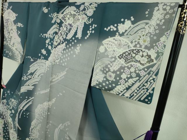平和屋着物●極上　訪問着　辻が花　地紙　暈し染め　ロング丈　逸品　新品　DZAB4950kh6