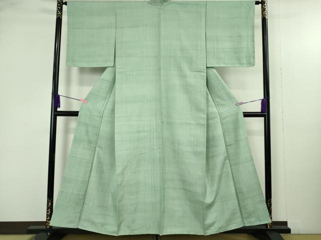 平和屋本店●極上　染司よしおか　五代目　吉岡幸雄　紬　色無地　青磁鼠色　逸品　未使用　DZAB4953kh6
