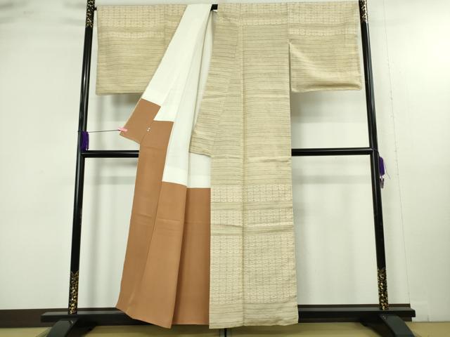 平和屋本店●希少　人間国宝　志村ふくみ　紬　草木染　横段文　共箱付き　逸品　DZAB4956kh6