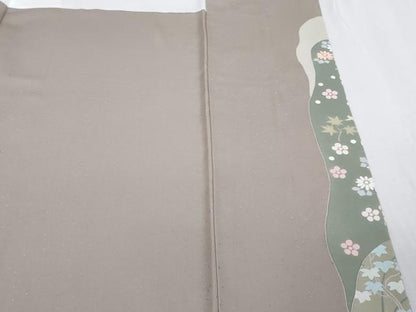 平和屋本店●極上　創業460年・千總　訪問着　刺繍　道長花松葉　枯野色地　大丸扱い　逸品　DZAB4966kh6