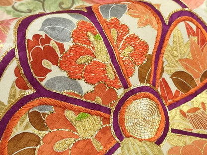 平和屋本店●極上　創業460年・千總　振袖　駒刺繍　絞り　束ね熨斗吉祥花文　虹色地　金彩　大丸扱い　逸品　DZAB4967kh6