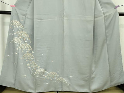 平和屋着物●極上　訪問着　総手刺繍　花笹山文　淡藤色地　金糸　逸品　DZAB4971kh6