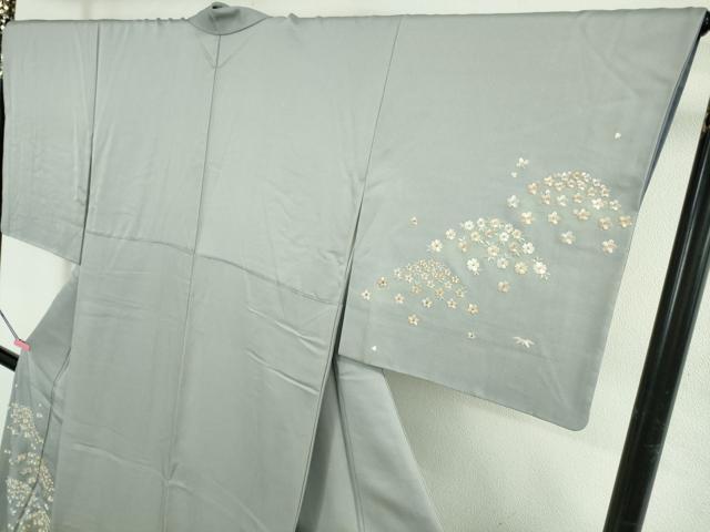 平和屋着物●極上　訪問着　総手刺繍　花笹山文　淡藤色地　金糸　逸品　DZAB4971kh6