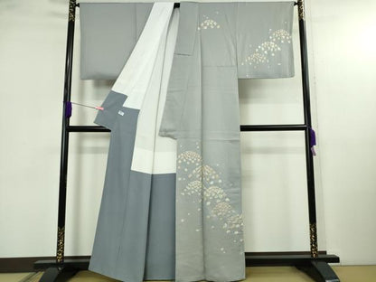 平和屋着物●極上　訪問着　総手刺繍　花笹山文　淡藤色地　金糸　逸品　DZAB4971kh6
