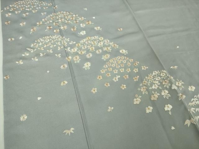 平和屋着物●極上　訪問着　総手刺繍　花笹山文　淡藤色地　金糸　逸品　DZAB4971kh6