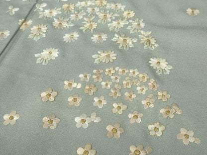 平和屋着物●極上　訪問着　総手刺繍　花笹山文　淡藤色地　金糸　逸品　DZAB4971kh6