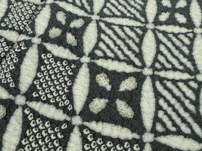 平和屋本店●極上　中国三大刺繍　相良刺繍　訪問着　襲ね絞り　格子花菱文　暈し染め　銀糸　銀通し地　逸品　DZAB4972kh6