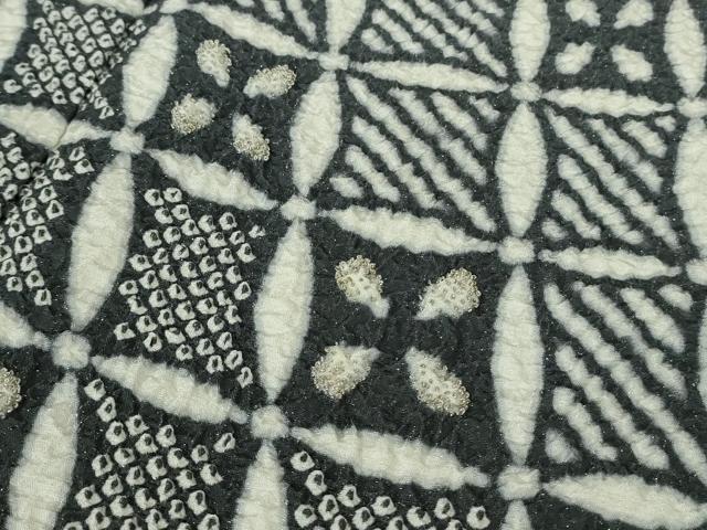 平和屋本店●極上　中国三大刺繍　相良刺繍　訪問着　襲ね絞り　格子花菱文　暈し染め　銀糸　銀通し地　逸品　DZAB4972kh6