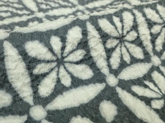 平和屋本店●極上　中国三大刺繍　相良刺繍　訪問着　襲ね絞り　格子花菱文　暈し染め　銀糸　銀通し地　逸品　DZAB4972kh6
