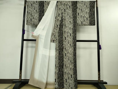 平和屋本店●極上　小紋　モダン　幾何学間道　暈し染め　逸品　DZAB4973kh6