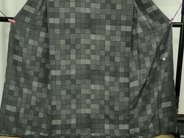 平和屋本店●極上　江戸小紋　横谷楠生　寄せ小紋柄　黒地　ロング丈　逸品　DZAB4974kh6
