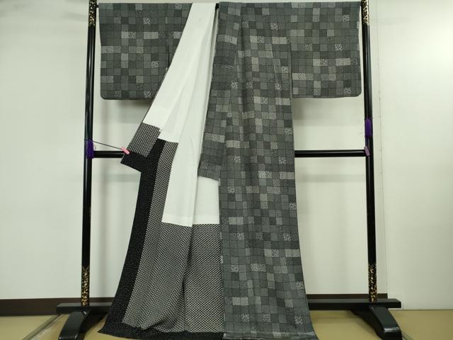 平和屋本店●極上　江戸小紋　横谷楠生　寄せ小紋柄　黒地　ロング丈　逸品　DZAB4974kh6