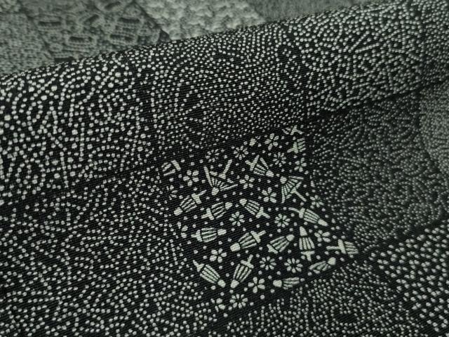 平和屋本店●極上　江戸小紋　横谷楠生　寄せ小紋柄　黒地　ロング丈　逸品　DZAB4974kh6