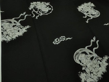 平和屋本店●極上　小紋　風神雷神　黒地　逸品　DZAB4975kh6