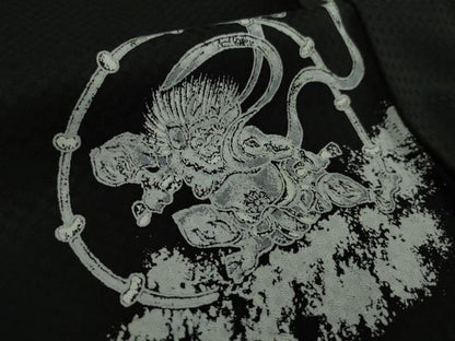 平和屋本店●極上　小紋　風神雷神　黒地　逸品　DZAB4975kh6