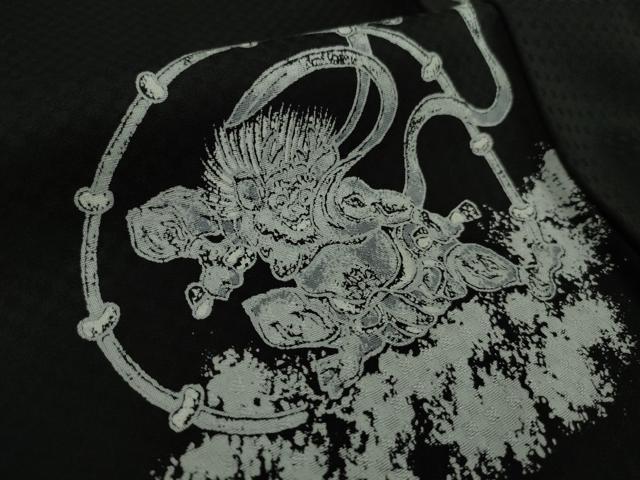 平和屋本店●極上　小紋　風神雷神　黒地　逸品　DZAB4975kh6