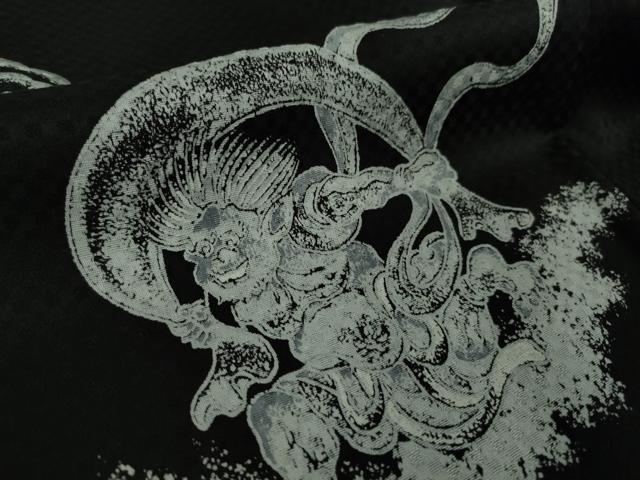 平和屋本店●極上　小紋　風神雷神　黒地　逸品　DZAB4975kh6