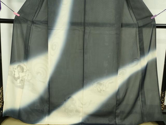 平和屋本店●極上　訪問着　無双　紗袷　紗×絽　手描き　風神雷神　暈し染め　金彩　逸品　DZAB4976kh6