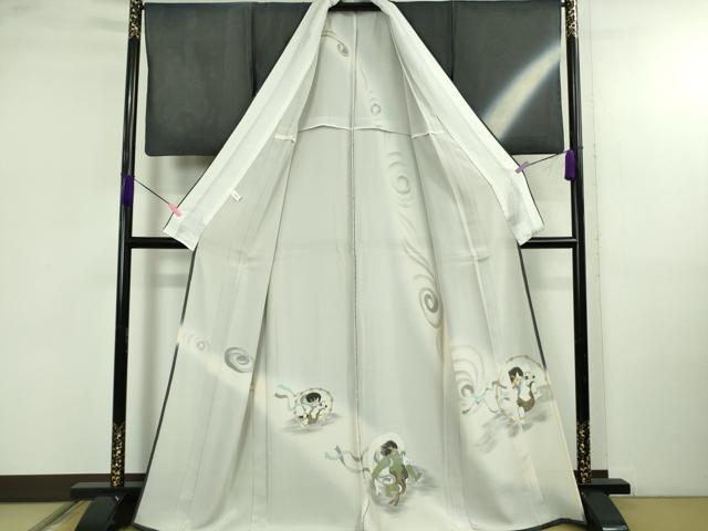 平和屋本店●極上　訪問着　無双　紗袷　紗×絽　手描き　風神雷神　暈し染め　金彩　逸品　DZAB4976kh6