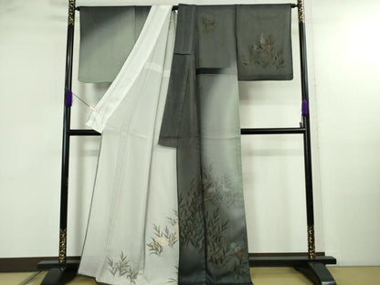 平和屋本店●極上　訪問着　無双　紗袷　紗×絽　白鷺　暈し染め　金彩　逸品　DZAB4977kh6