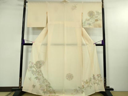 平和屋本店＊極上　夏物　中国三大刺繍　スワトウ刺繍　汕頭刺繍　訪問着　絽　花唐草文　暈し染め　金糸　逸品　DZAB4979kh6