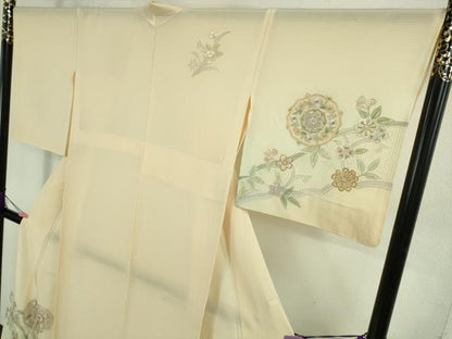平和屋本店＊極上　夏物　中国三大刺繍　スワトウ刺繍　汕頭刺繍　訪問着　絽　花唐草文　暈し染め　金糸　逸品　DZAB4979kh6