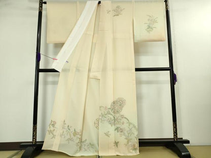 平和屋本店＊極上　夏物　中国三大刺繍　スワトウ刺繍　汕頭刺繍　訪問着　絽　花唐草文　暈し染め　金糸　逸品　DZAB4979kh6
