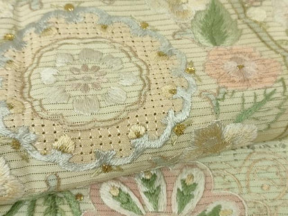 平和屋本店＊極上　夏物　中国三大刺繍　スワトウ刺繍　汕頭刺繍　訪問着　絽　花唐草文　暈し染め　金糸　逸品　DZAB4979kh6