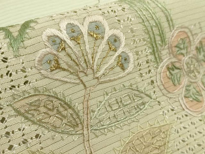 平和屋本店＊極上　夏物　中国三大刺繍　スワトウ刺繍　汕頭刺繍　訪問着　絽　花唐草文　暈し染め　金糸　逸品　DZAB4979kh6