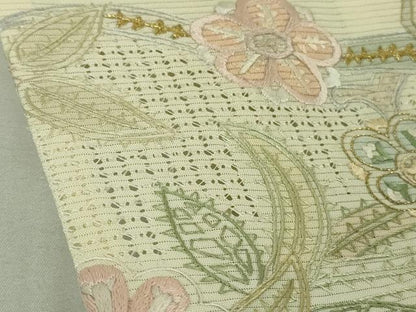 平和屋本店＊極上　夏物　中国三大刺繍　スワトウ刺繍　汕頭刺繍　訪問着　絽　花唐草文　暈し染め　金糸　逸品　DZAB4979kh6