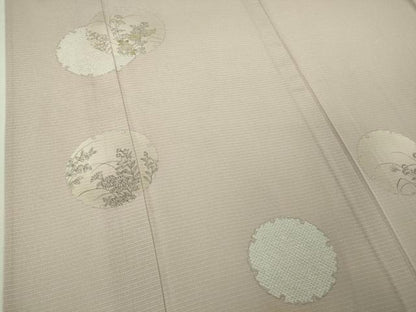 平和屋本店＊希少　夏物　創業460年・千總　訪問着　絽縮緬　刺繍　手描き　雪輪鹿の子花文　薄柿色地　逸品　DZAB4980kh6