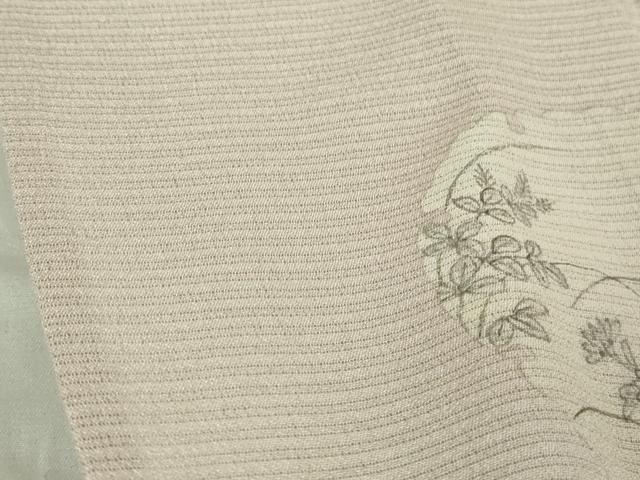 平和屋本店＊希少　夏物　創業460年・千總　訪問着　絽縮緬　刺繍　手描き　雪輪鹿の子花文　薄柿色地　逸品　DZAB4980kh6