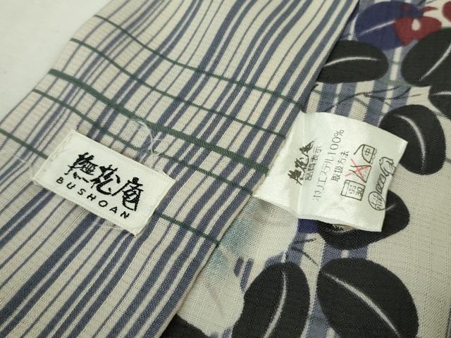 平和屋着物∴極上　夏物　撫松庵　セオアルファ　小紋・浴衣兼用　萩　紅梅織　洗える着物　逸品　DZAB4983kh6