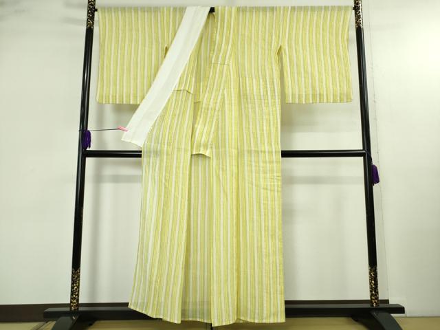 平和屋着物＊極上　夏物　本場小千谷ちぢみ　麻　間道　逸品　DZAB4984kh6