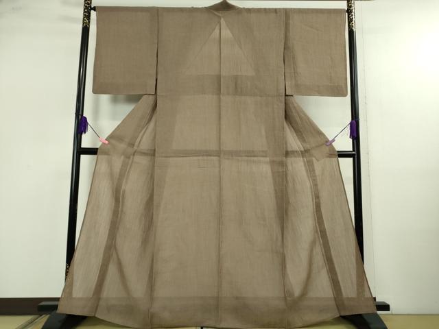 平和屋着物＊極上　夏物　本場小千谷ちぢみ　麻　色無地　銀煤竹色　逸品　DZAB4985kh6