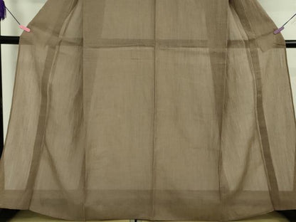 平和屋着物＊極上　夏物　本場小千谷ちぢみ　麻　色無地　銀煤竹色　逸品　DZAB4985kh6