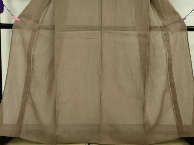 平和屋着物＊極上　夏物　本場小千谷ちぢみ　麻　色無地　銀煤竹色　逸品　DZAB4985kh6