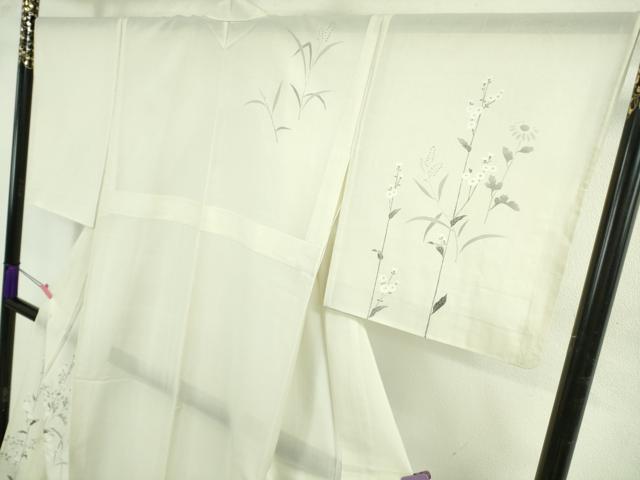 平和屋本店＊極上　夏物　訪問着　紗紬　枝花文　象牙色地　逸品　未使用　DZAB4986kh6