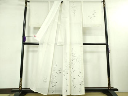 平和屋本店＊極上　夏物　訪問着　紗紬　枝花文　象牙色地　逸品　未使用　DZAB4986kh6