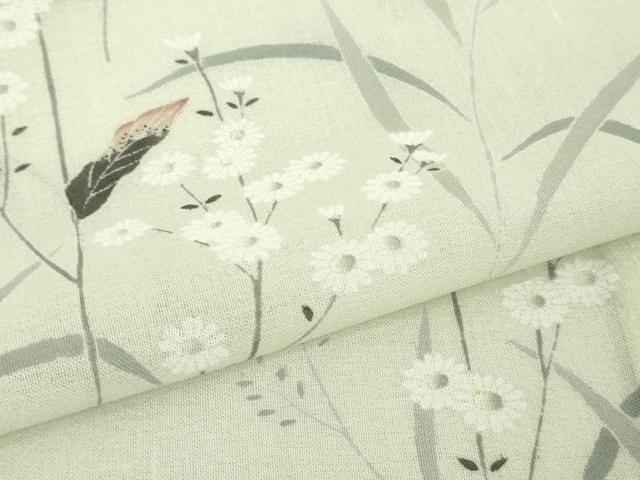 平和屋本店＊極上　夏物　訪問着　紗紬　枝花文　象牙色地　逸品　未使用　DZAB4986kh6