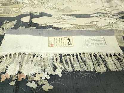 平和屋本店●極上　染織の名門　しょうざん  生紬　訪問着　御所解文　金彩　証紙付き　逸品　DZAB4990kh6
