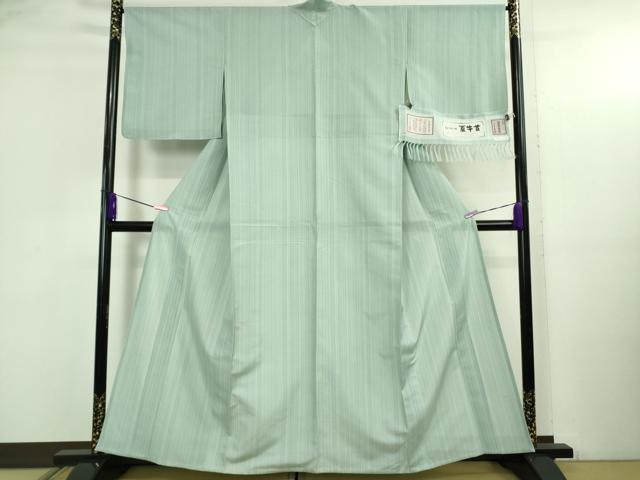 平和屋本店＊極上　夏物　石川県指定無形文化財　夏牛首紬　白山工房　手織り　縞　証紙付き　逸品　DZAB4992kh6