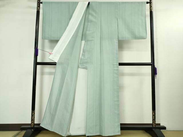平和屋本店＊極上　夏物　石川県指定無形文化財　夏牛首紬　白山工房　手織り　縞　証紙付き　逸品　DZAB4992kh6