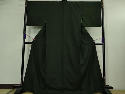 平和屋本店●希少　士乎路紬　手引眞綿紬糸　色無地　百入茶色　証紙付き　逸品　未使用　DZAB4994kh6